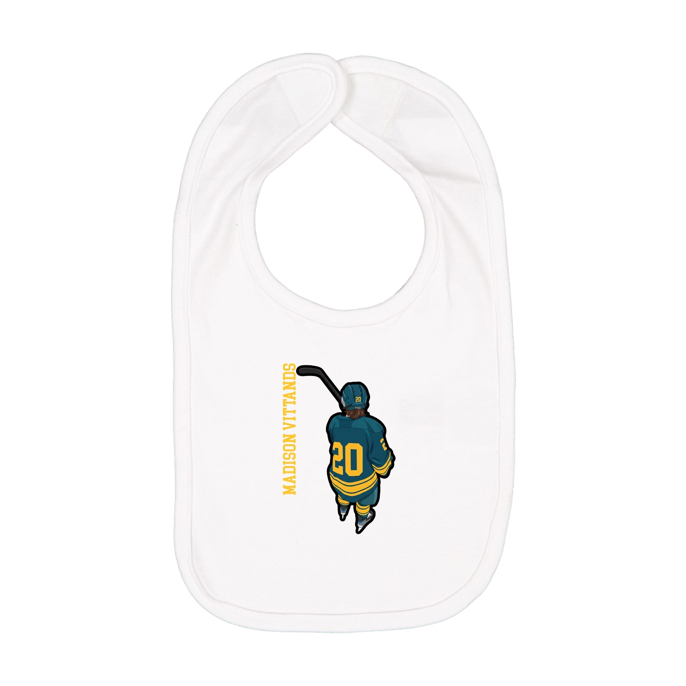 Infant Bib — Name Vertical in White