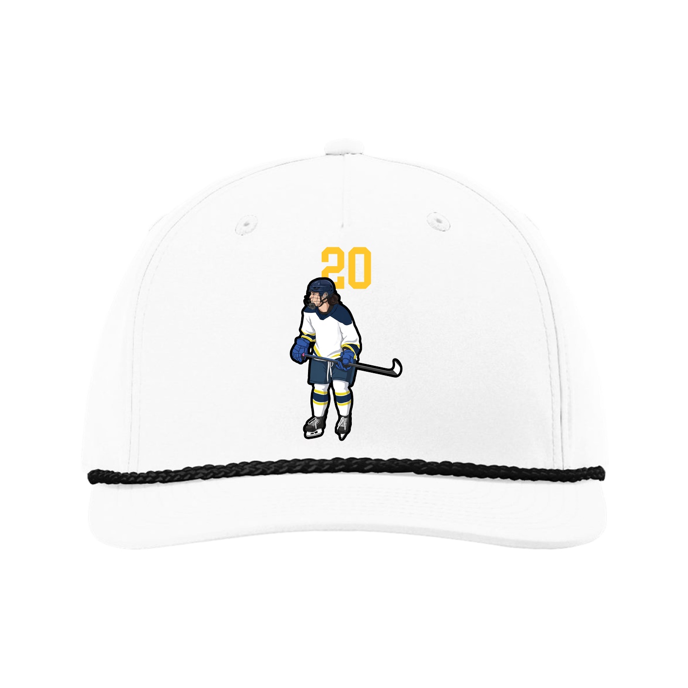 Five-Panel Classic Rope Cap — Number Top in White