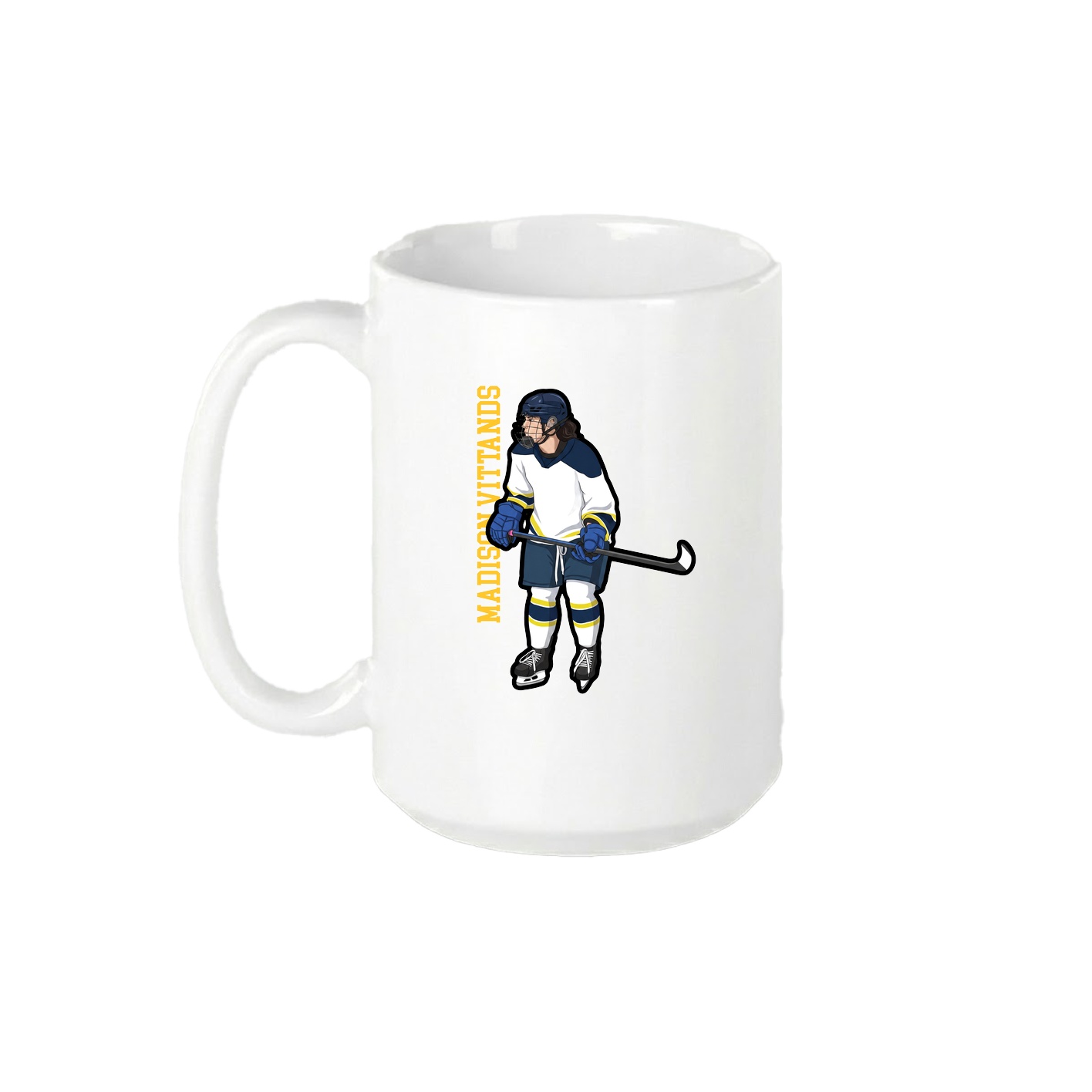 15oz Coffee Mug — Name Vertical in White