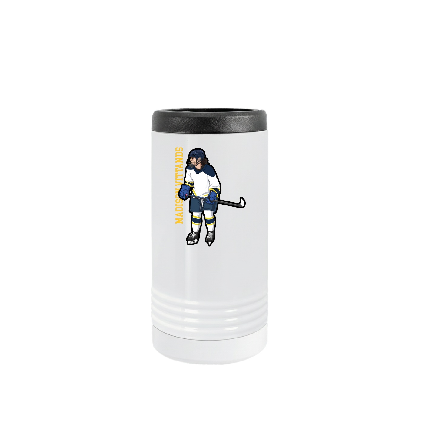 Slim Beverage Holder — Name Vertical in White