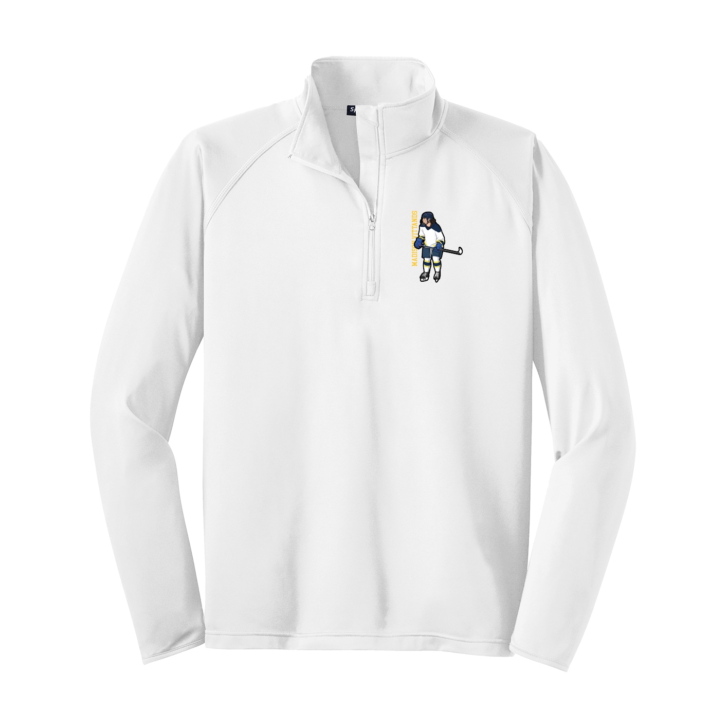 Q-Zip Pullover — Name Vertical in White