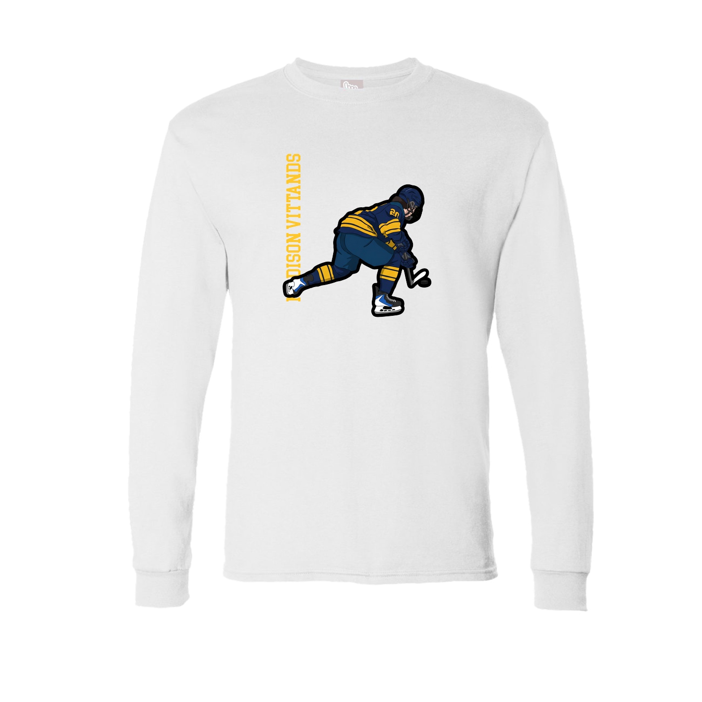 Long Sleeve Tee — Name Vertical in White