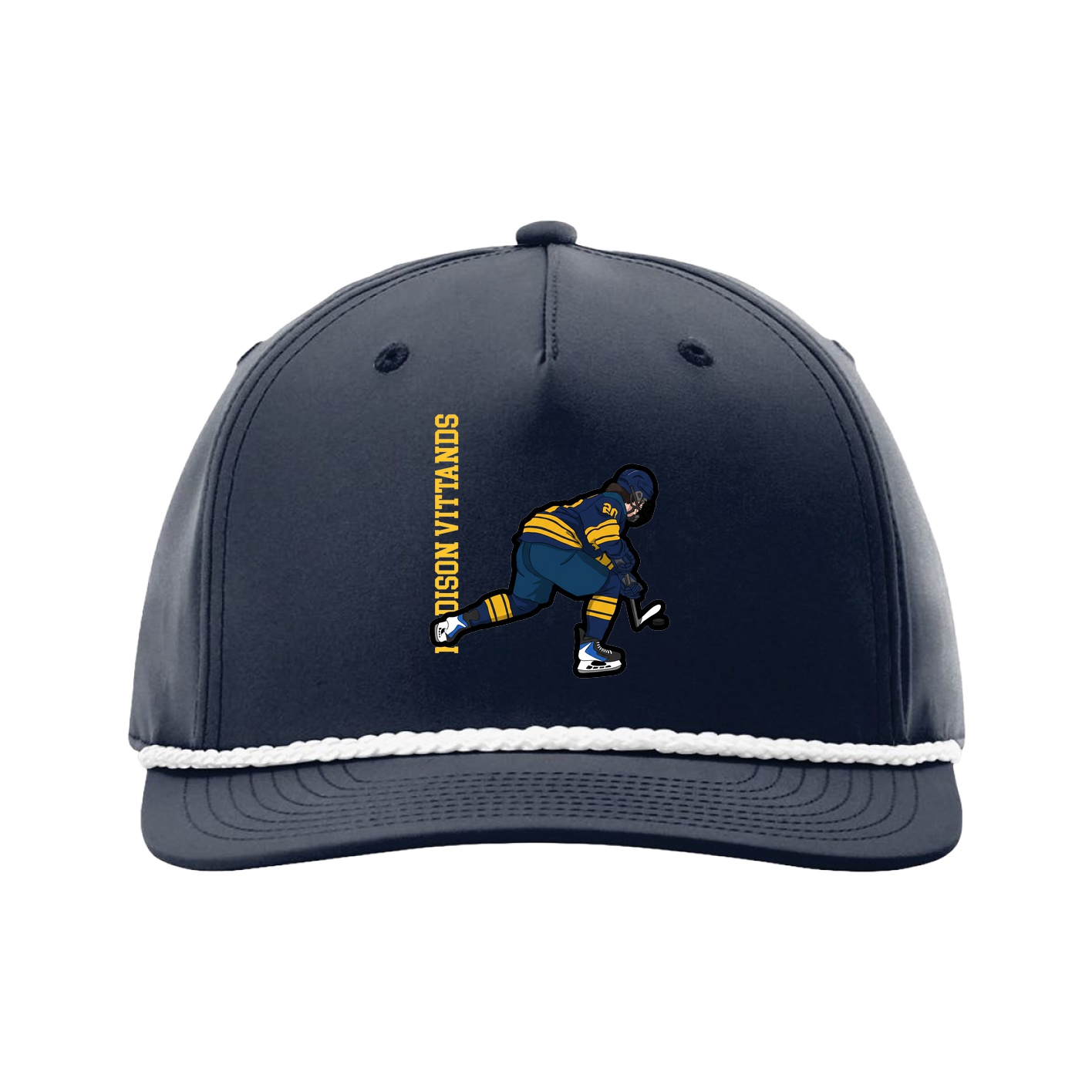 Five-Panel Classic Rope Cap — Name Vertical in Navy