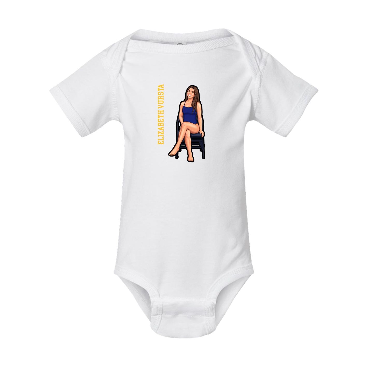 Baby Onesie — Name Vertical in White