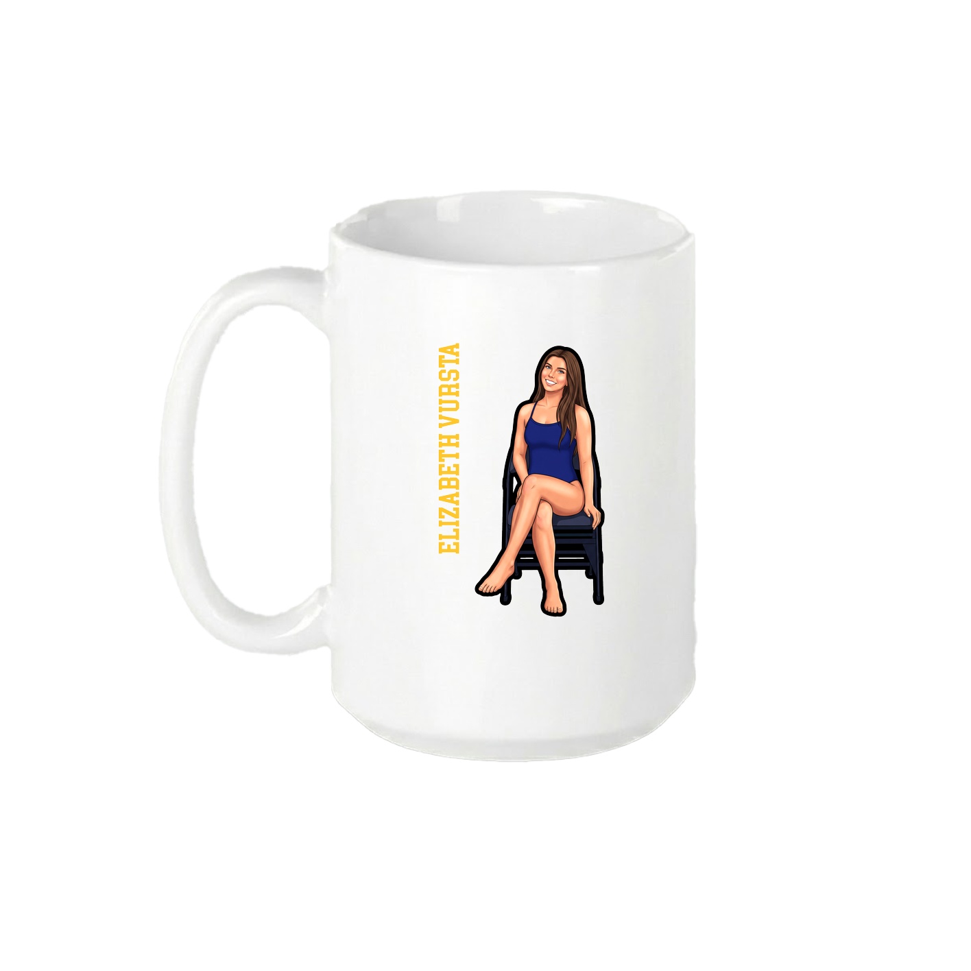 15oz Coffee Mug — Name Vertical in White