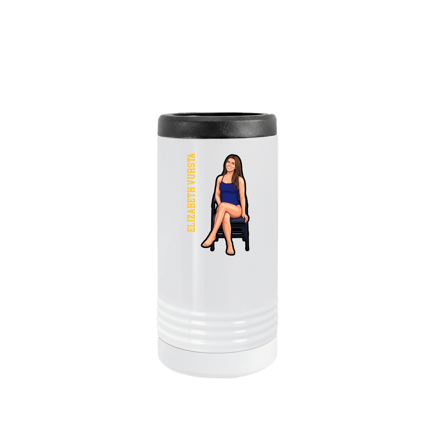 Slim Beverage Holder — Name Vertical in White