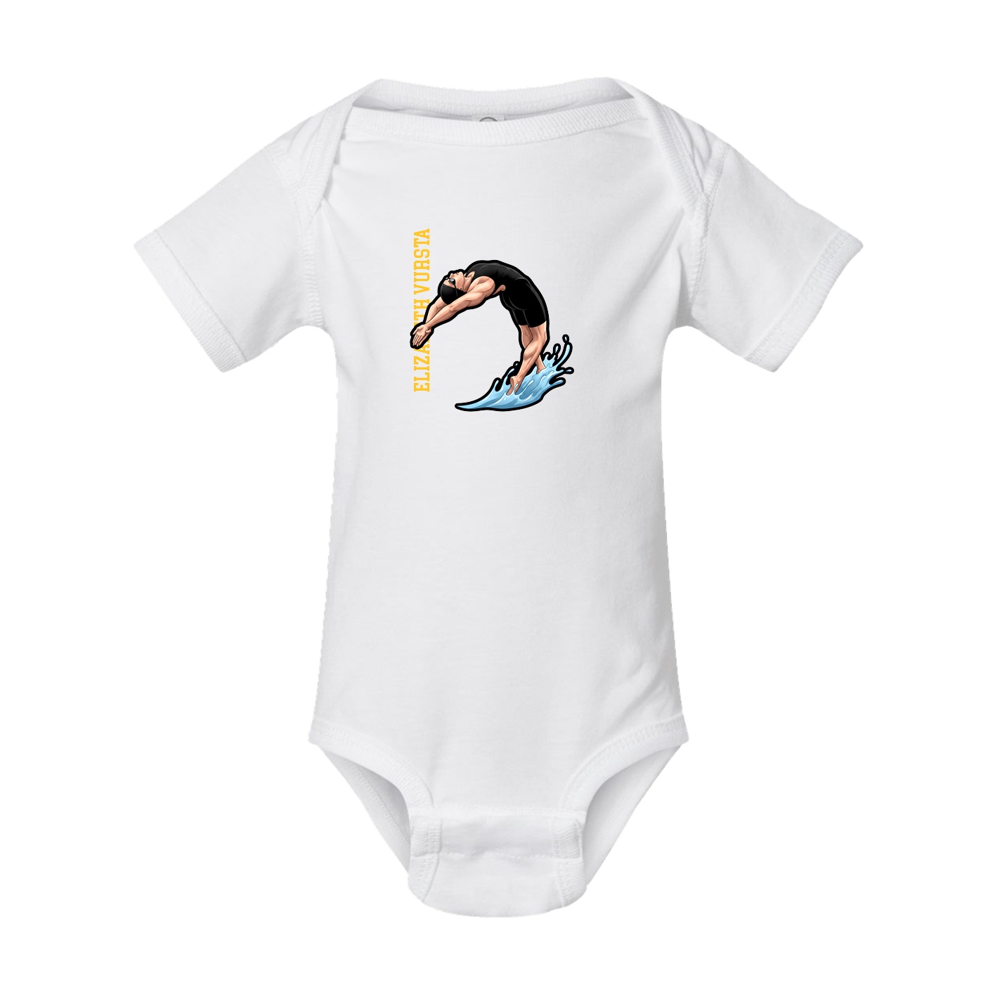 Baby Onesie — Name Vertical in White