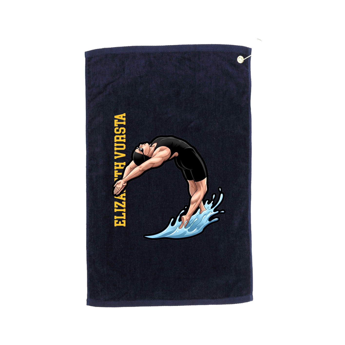 Golf Towel — Name Vertical in Navy