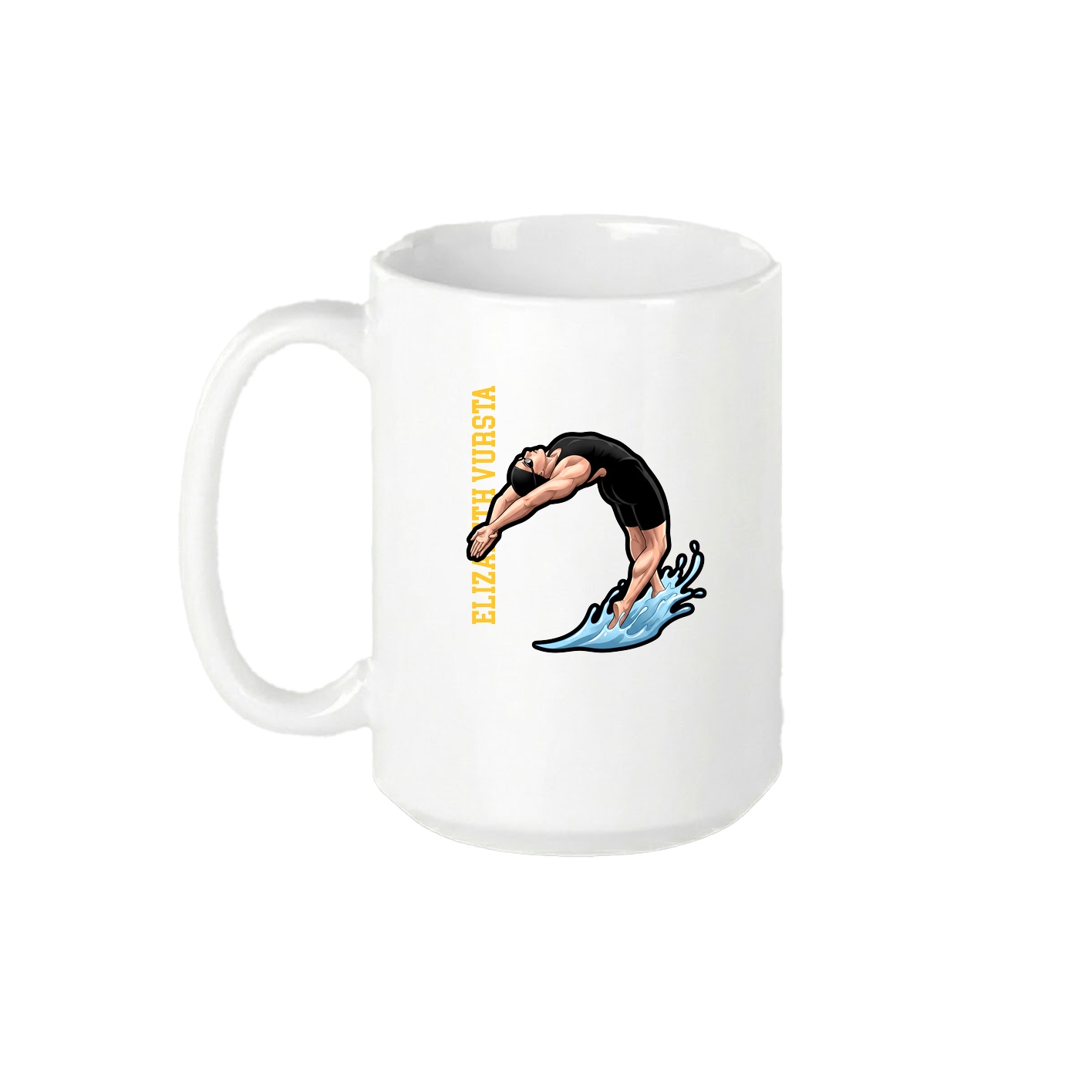 15oz Coffee Mug — Name Vertical in White
