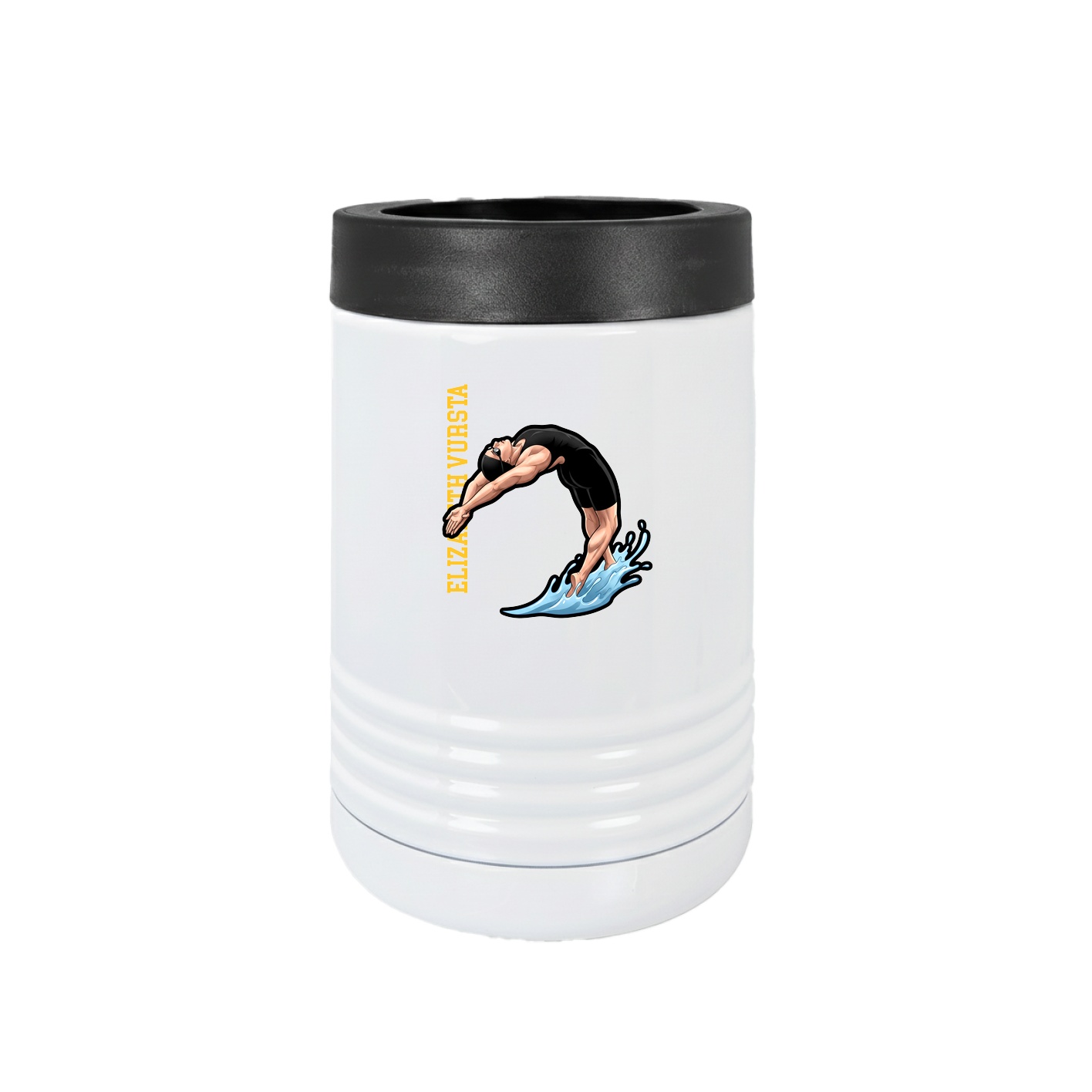 Beverage Holder — Name Vertical in White