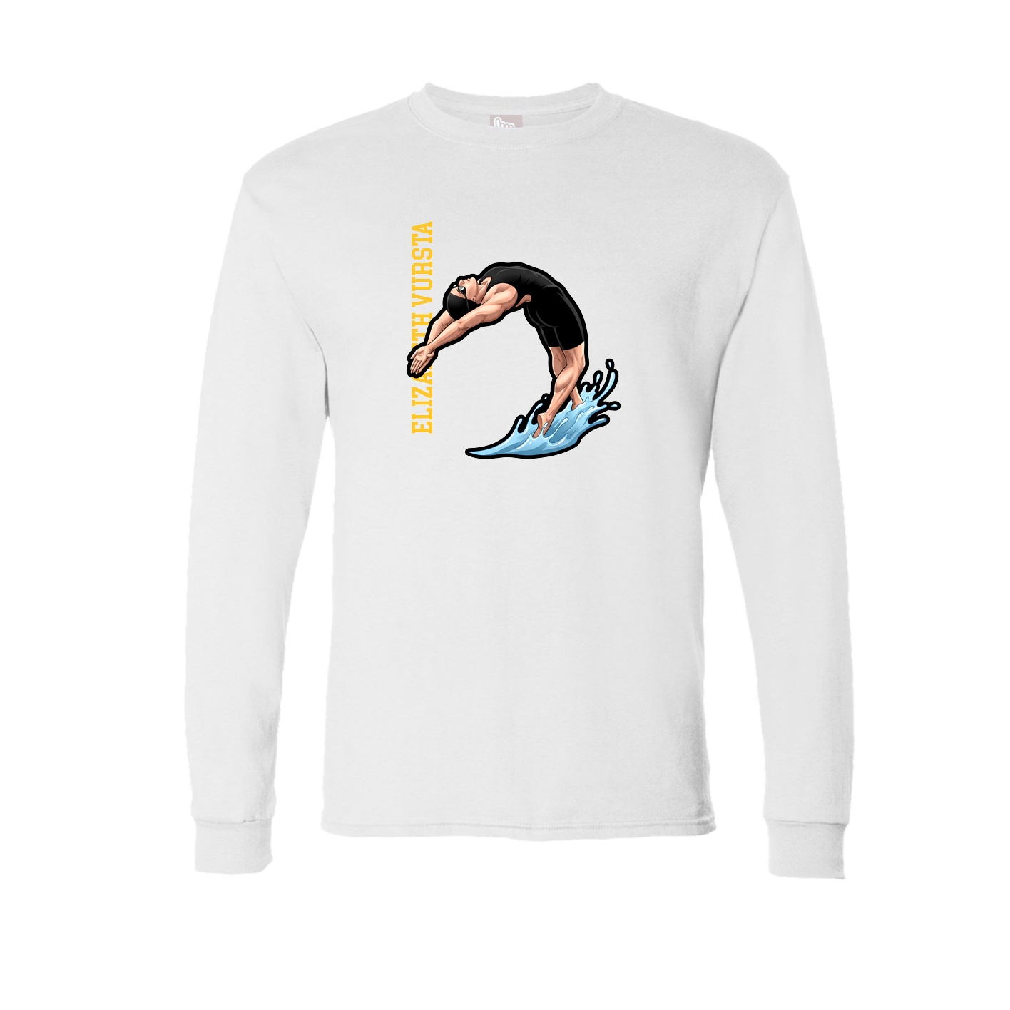 Long Sleeve Tee — Name Vertical in White