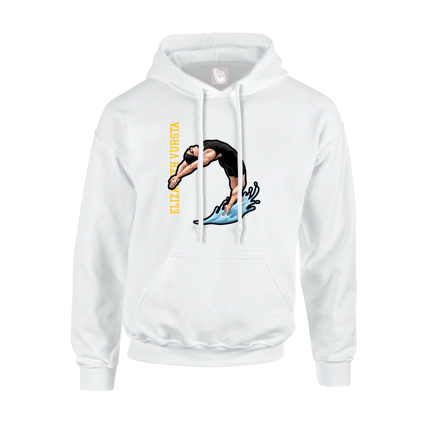 Hoodie — Name Vertical in White