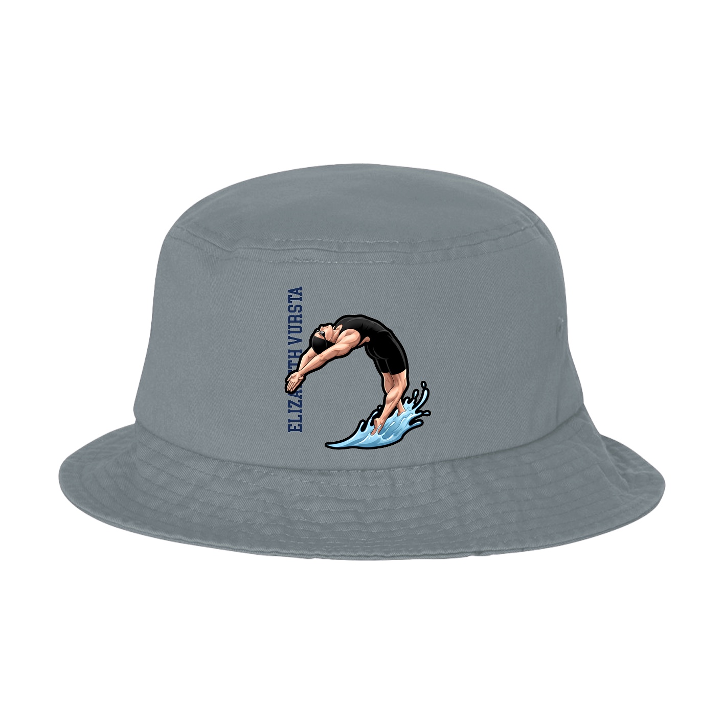 Bucket Cap — Name Vertical in Grey