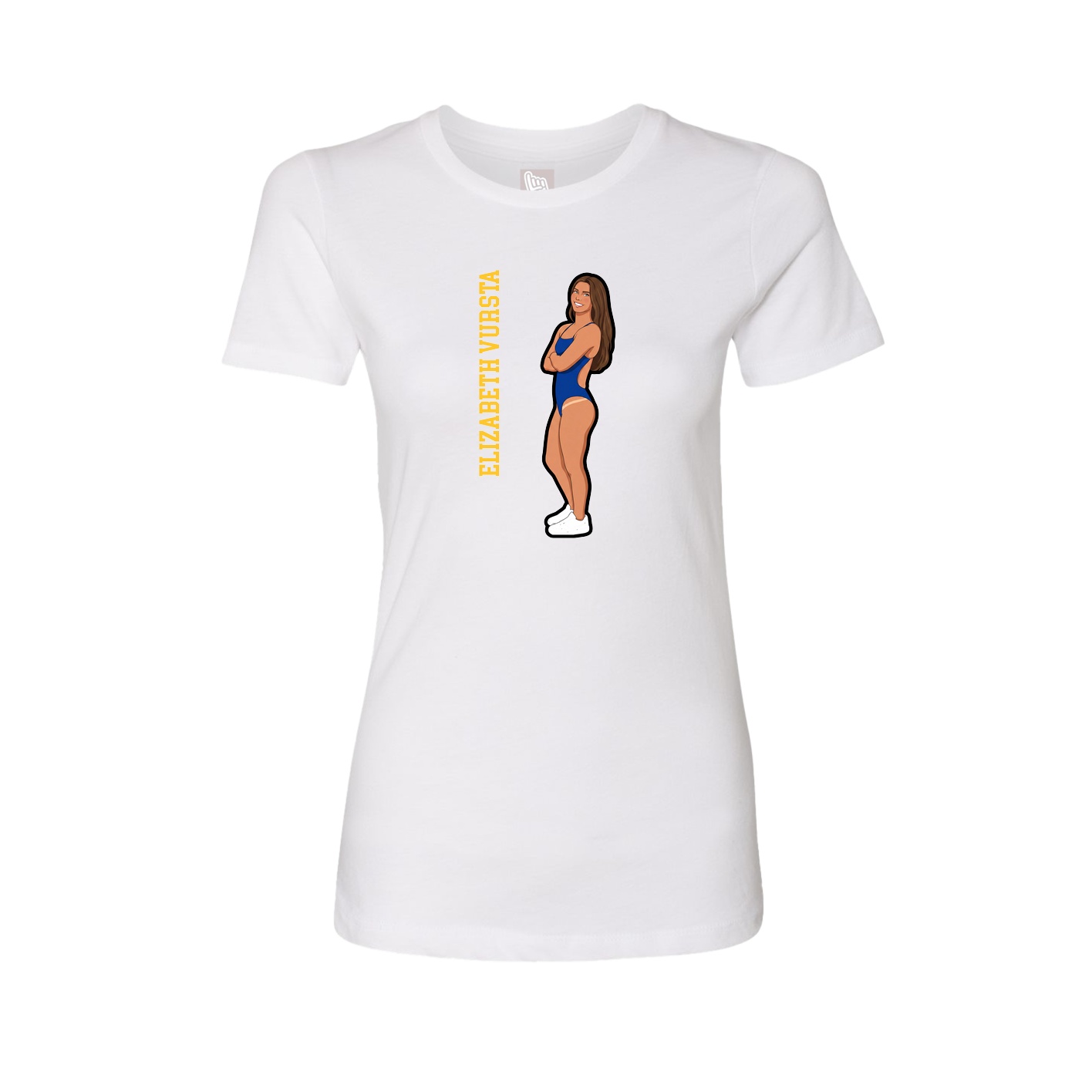 Fitted Women's Tee — Name Vertical in White