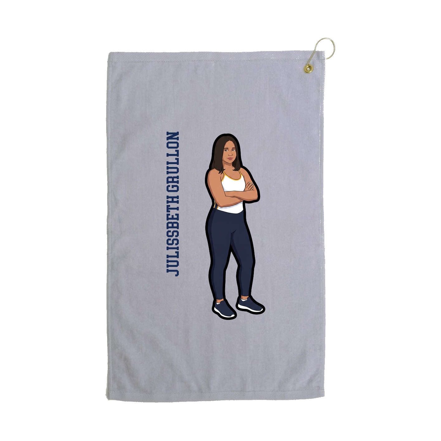 Golf Towel — Name Vertical in Grey