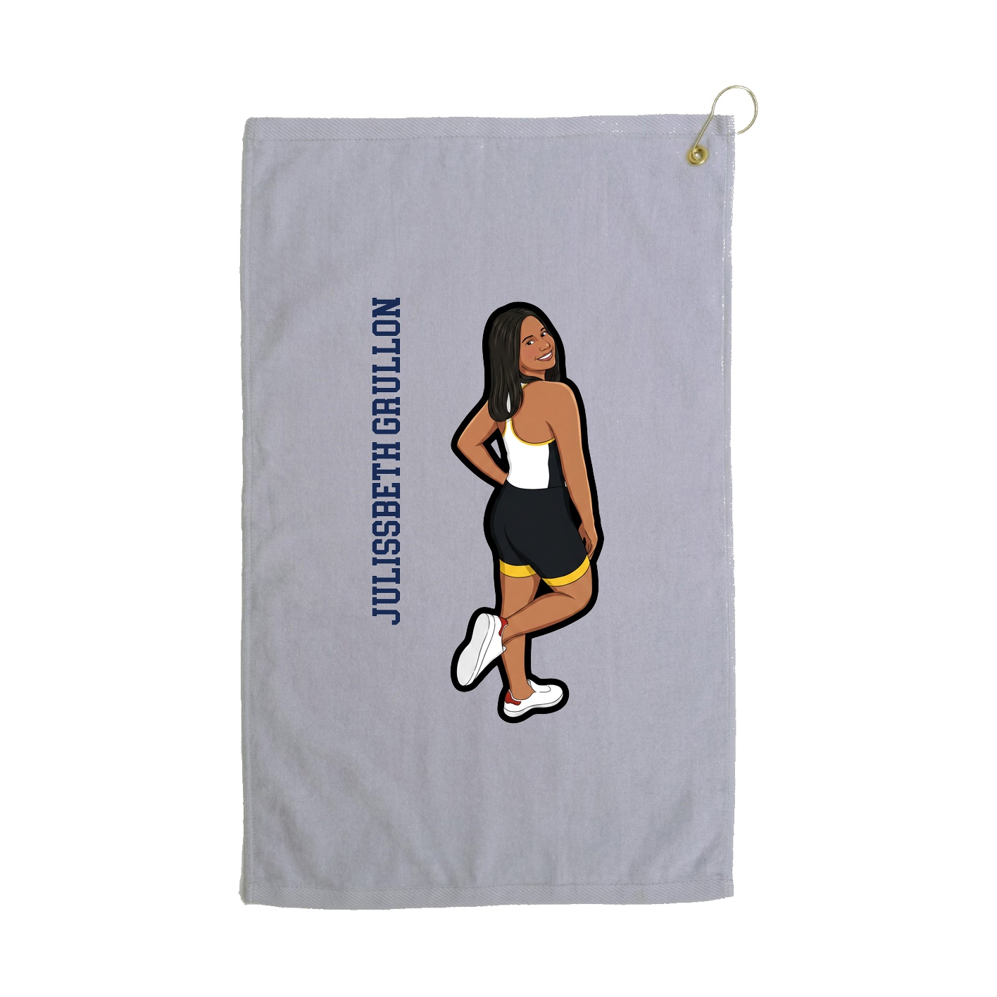 Golf Towel — Name Vertical in Grey