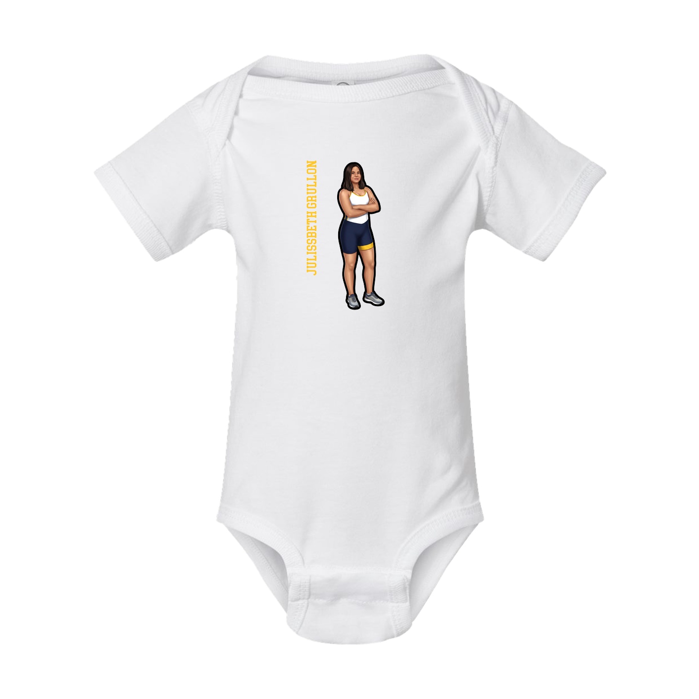 Baby Onesie — Name Vertical in White