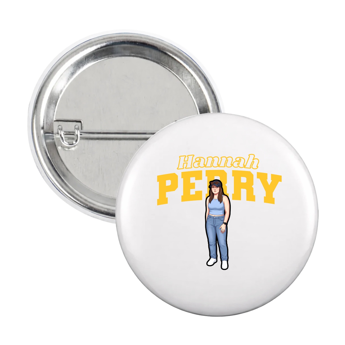 Game Day Button — Name Arch in White