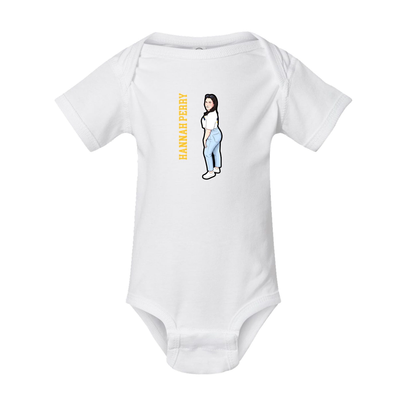 Baby Onesie — Name Vertical in White
