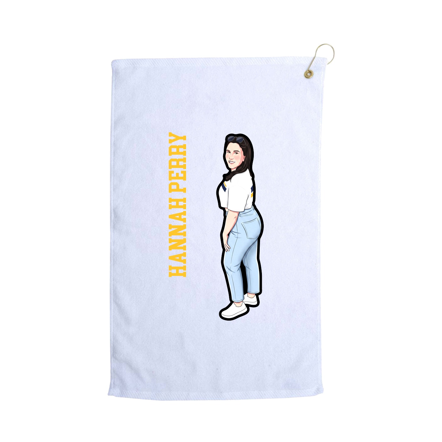 Golf Towel — Name Vertical in White