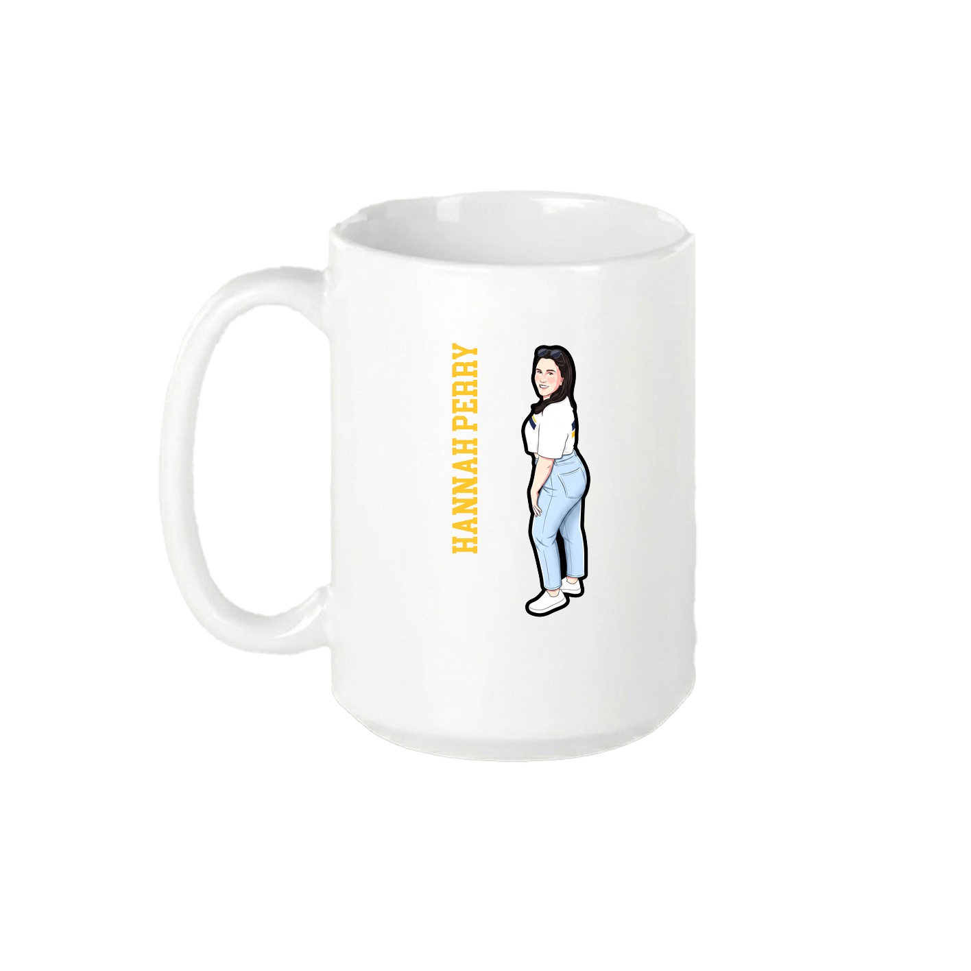 15oz Coffee Mug — Name Vertical in White