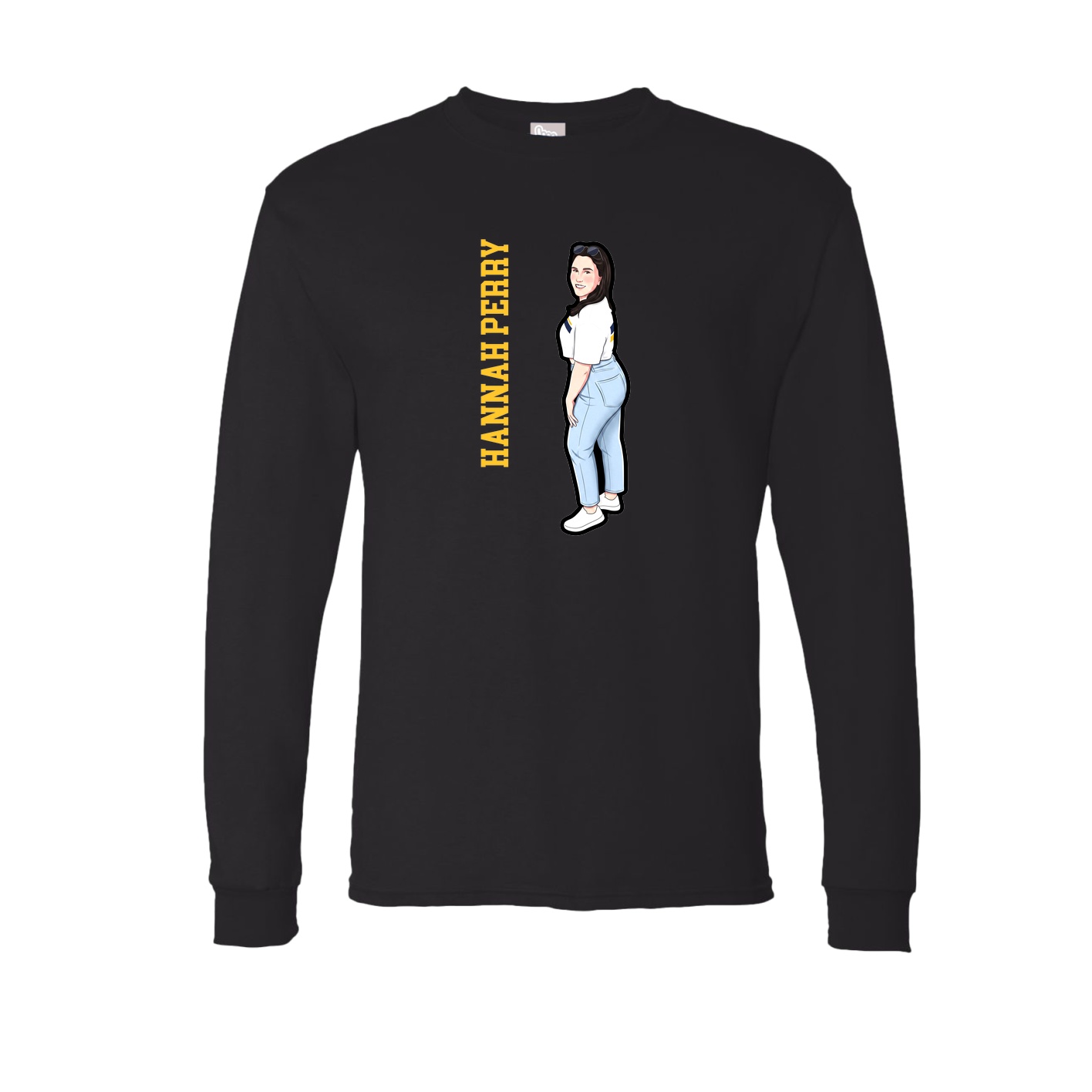 Long Sleeve Tee — Name Vertical in Black
