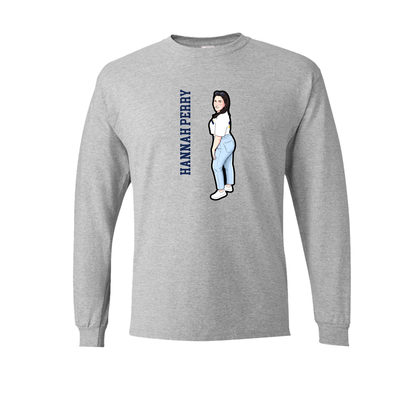 Long Sleeve Tee — Name Vertical in Grey
