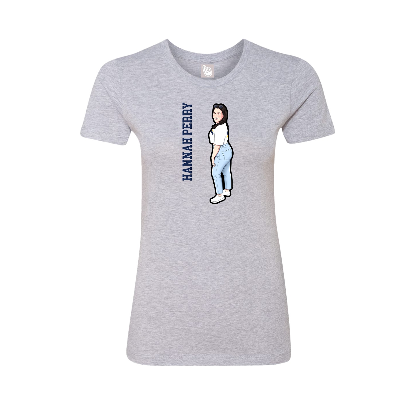 Womens Tee — Name Vertical in Grey
