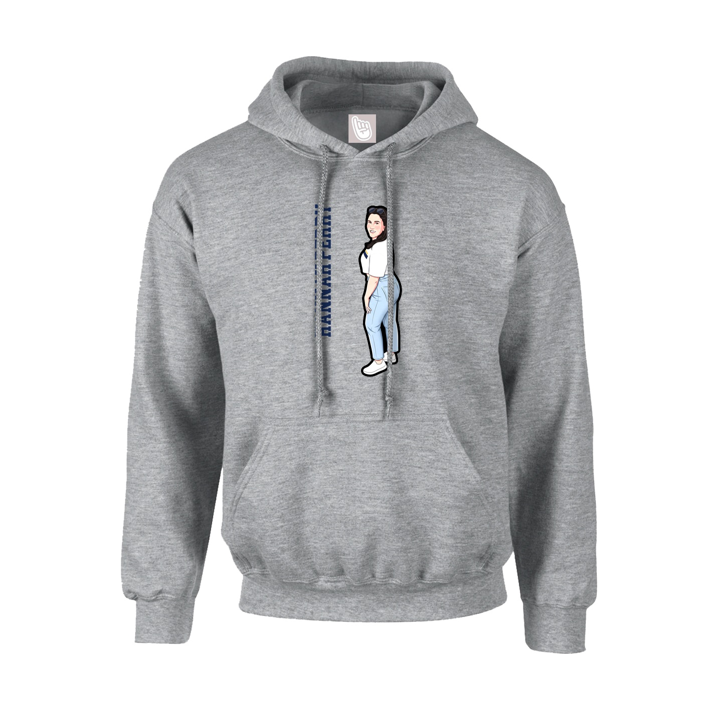 Hoodie — Name Vertical in Grey
