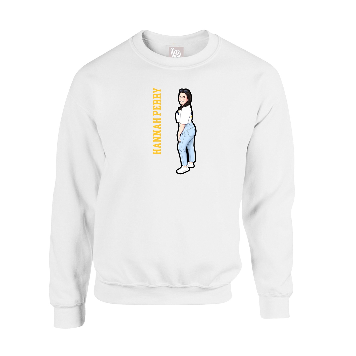 Fleece Crew — Name Vertical in White