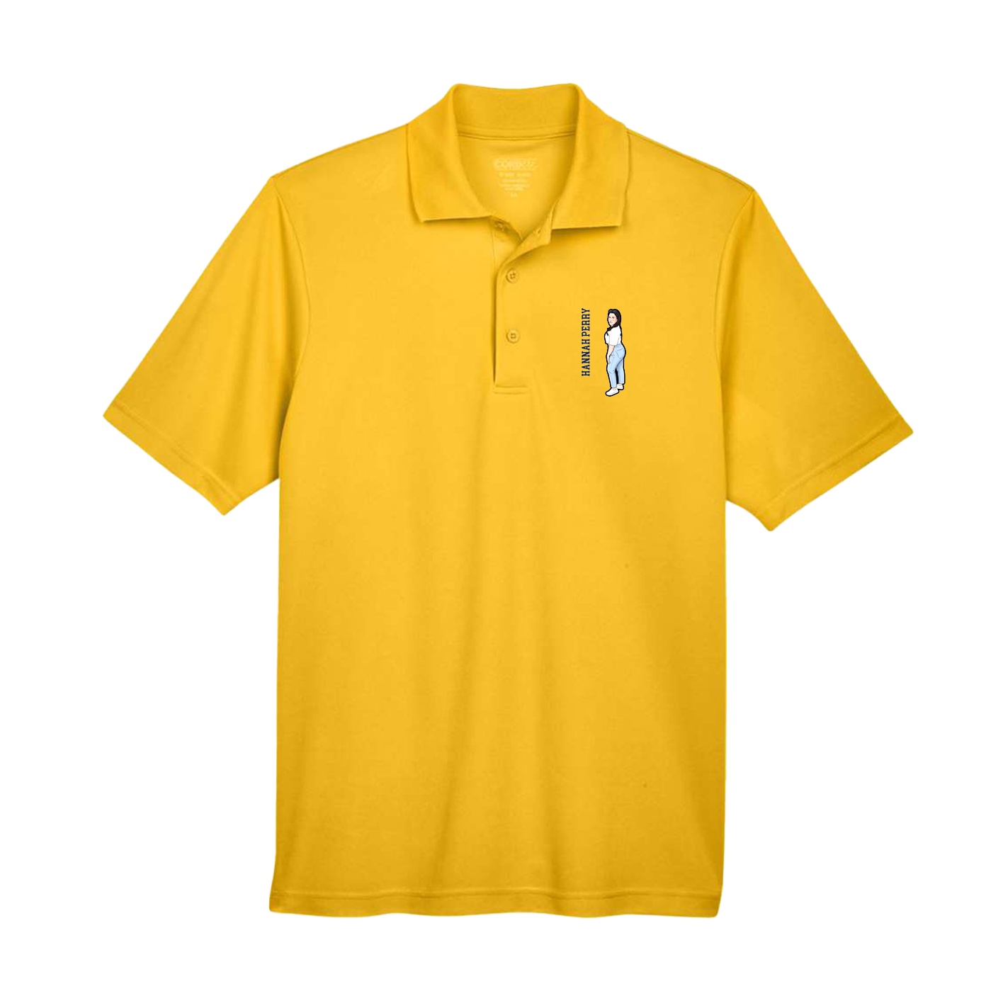 Performance Polo — Name Vertical in Gold
