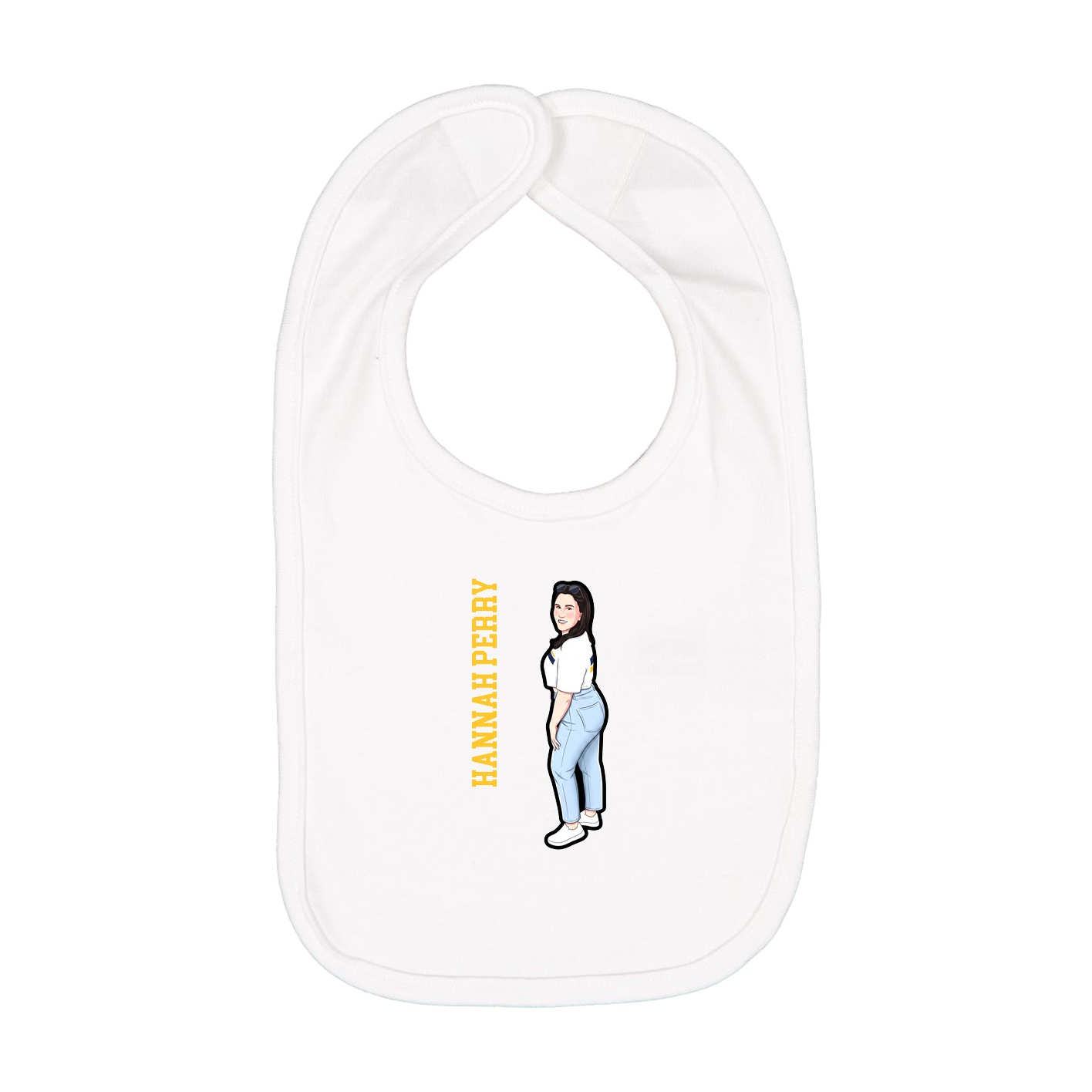 Infant Bib — Name Vertical in White