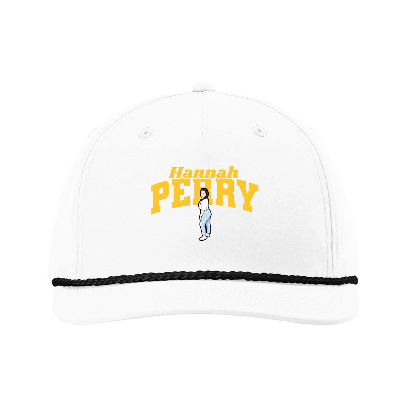 Five-Panel Classic Rope Cap — Signature Arch in White