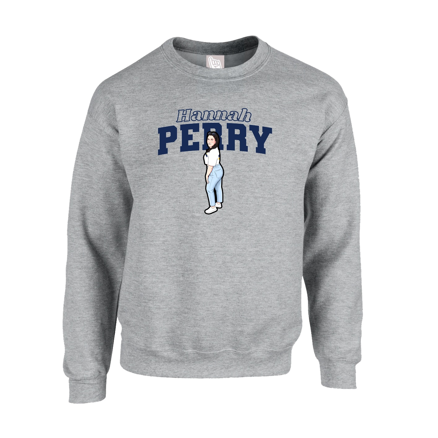 Fleece Crew — Name Arch in Grey