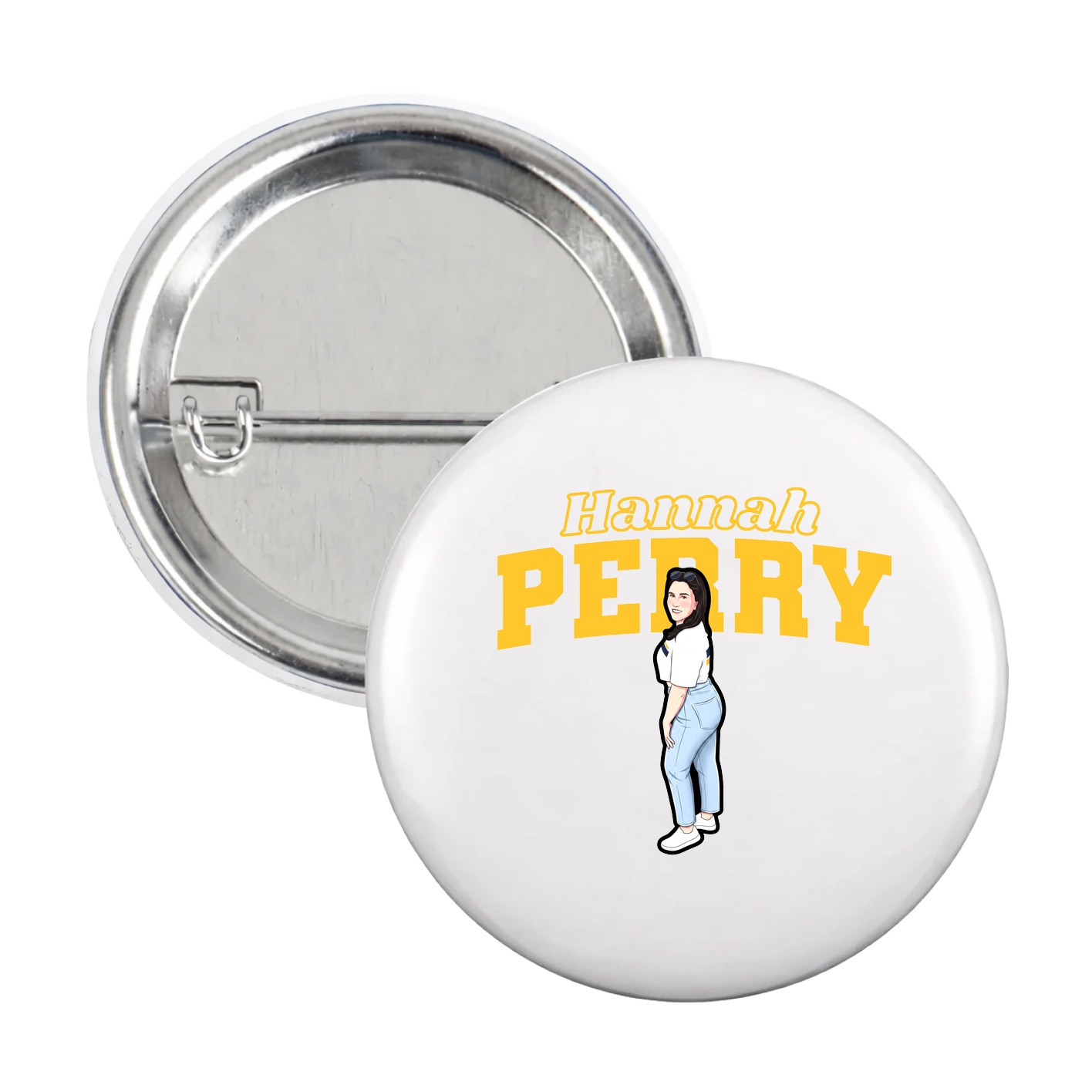 Game Day Button — Name Arch in White
