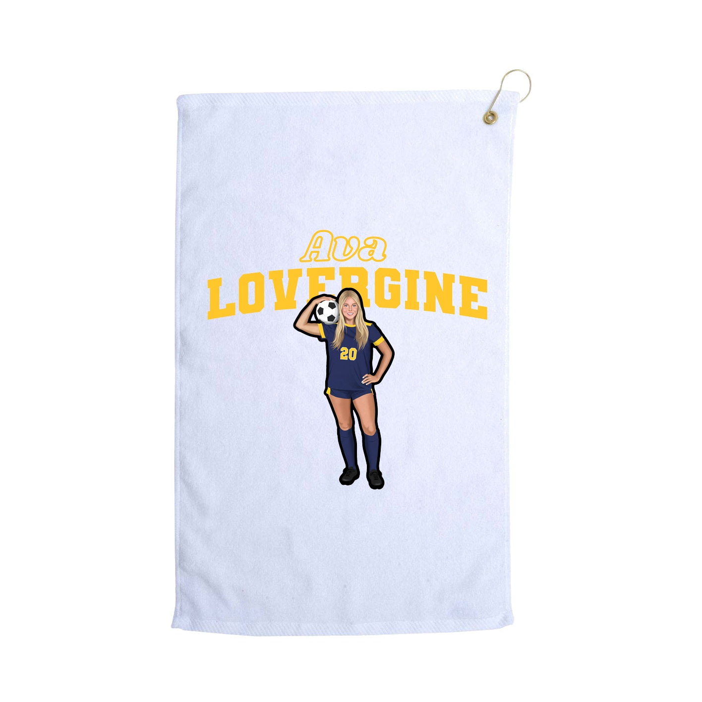 Golf Towel — Name Arch in White