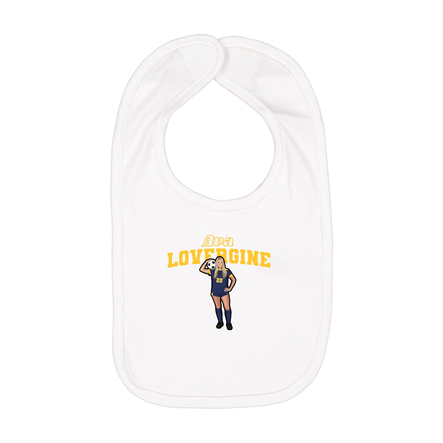 Infant Bib — Name Arch in White