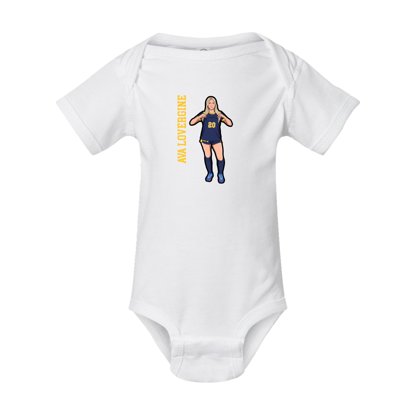 Baby Onesie — Name Vertical in White