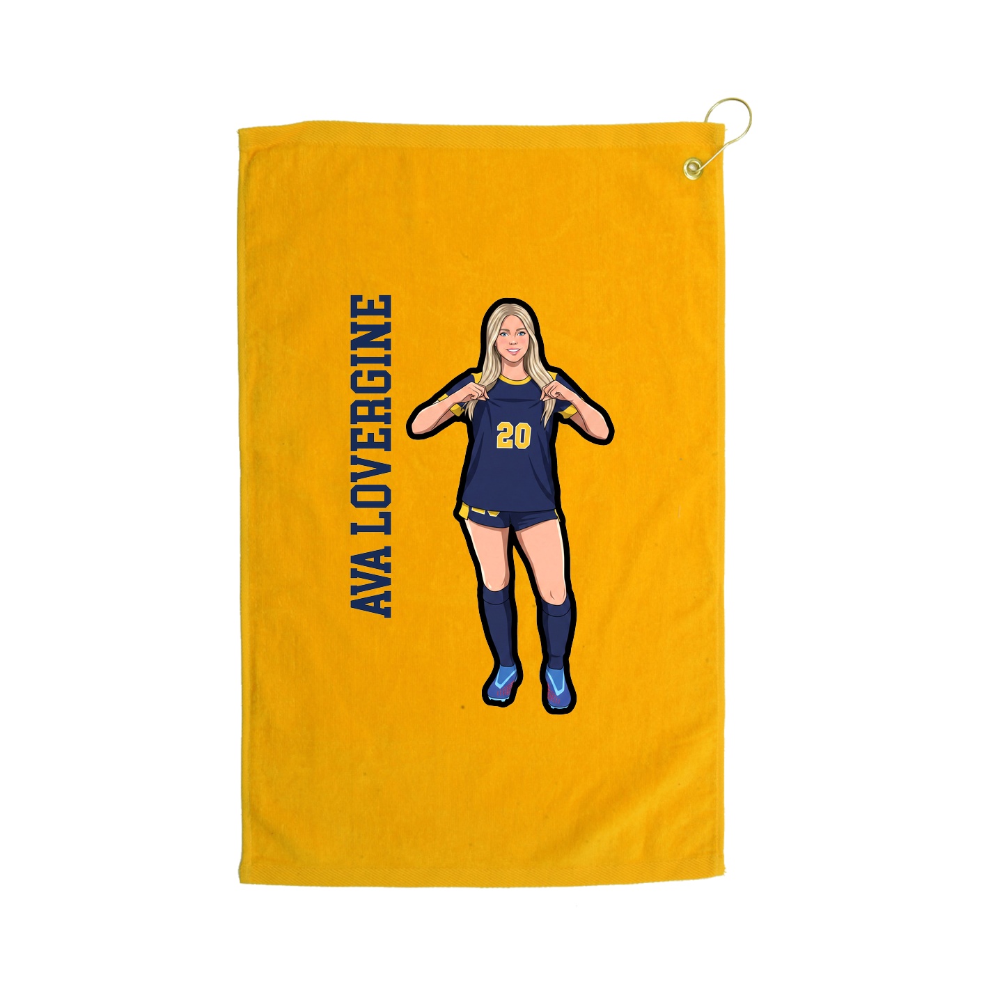 Golf Towel — Name Vertical in Gold
