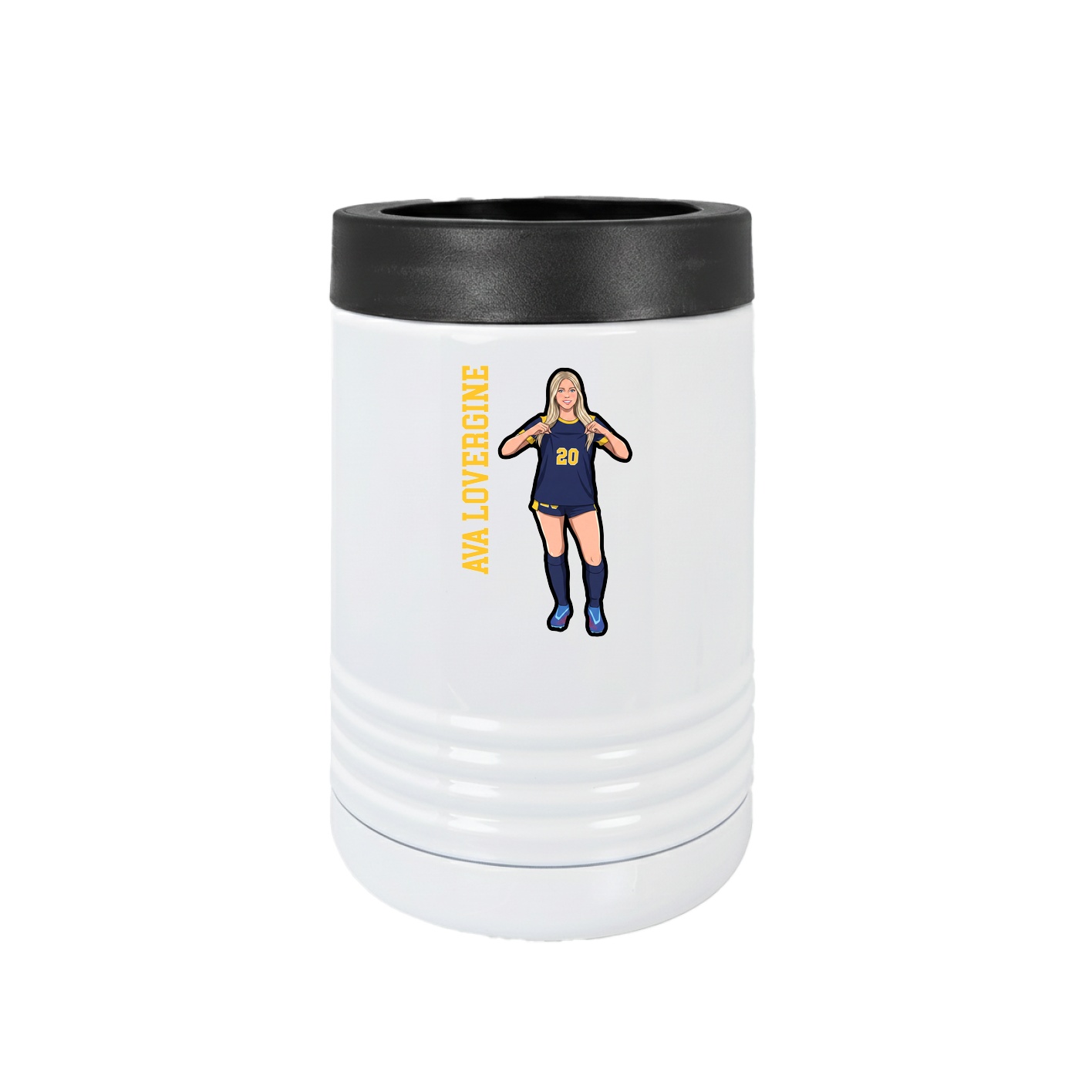 Beverage Holder — Name Vertical in White