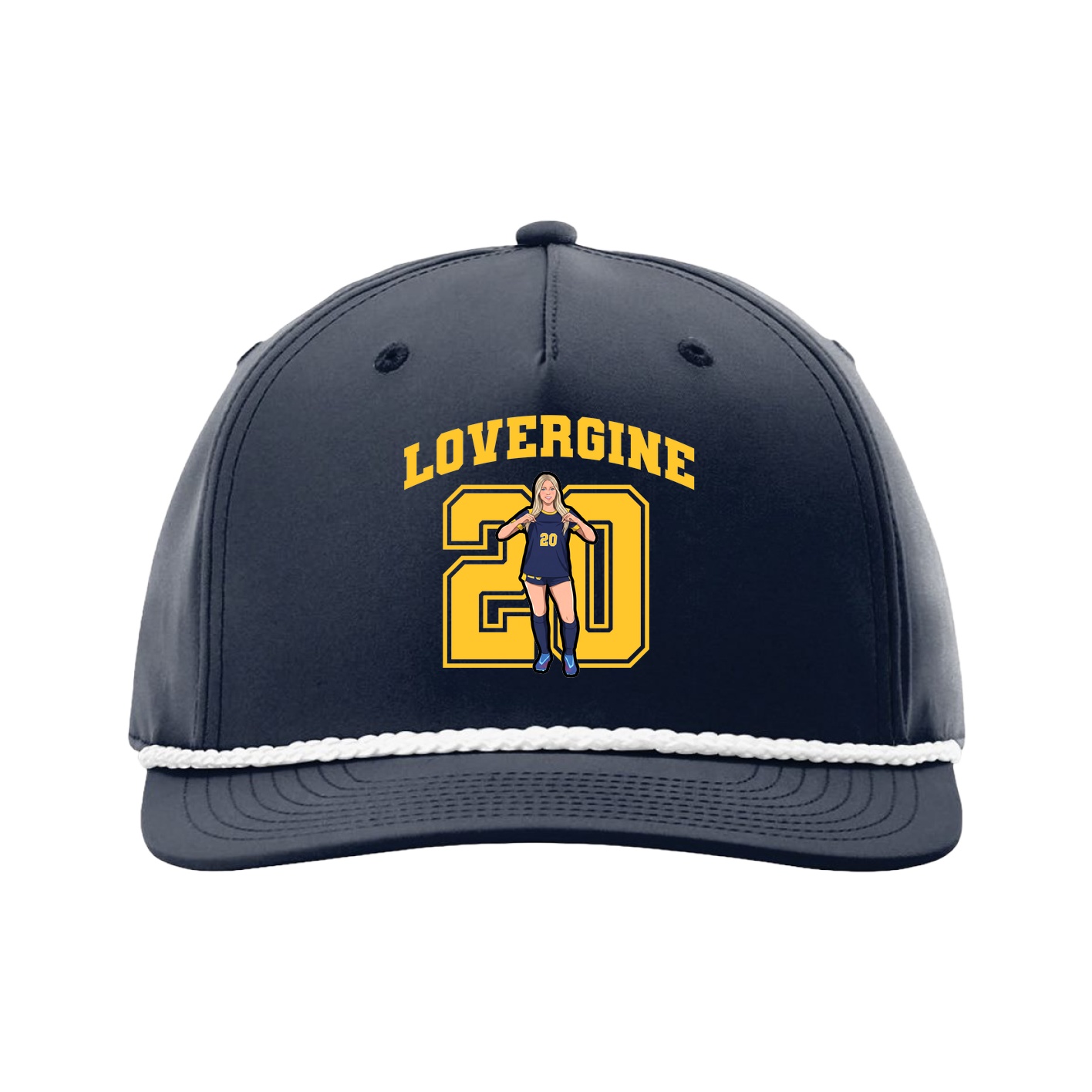 Five-Panel Classic Rope Cap — Number in Navy