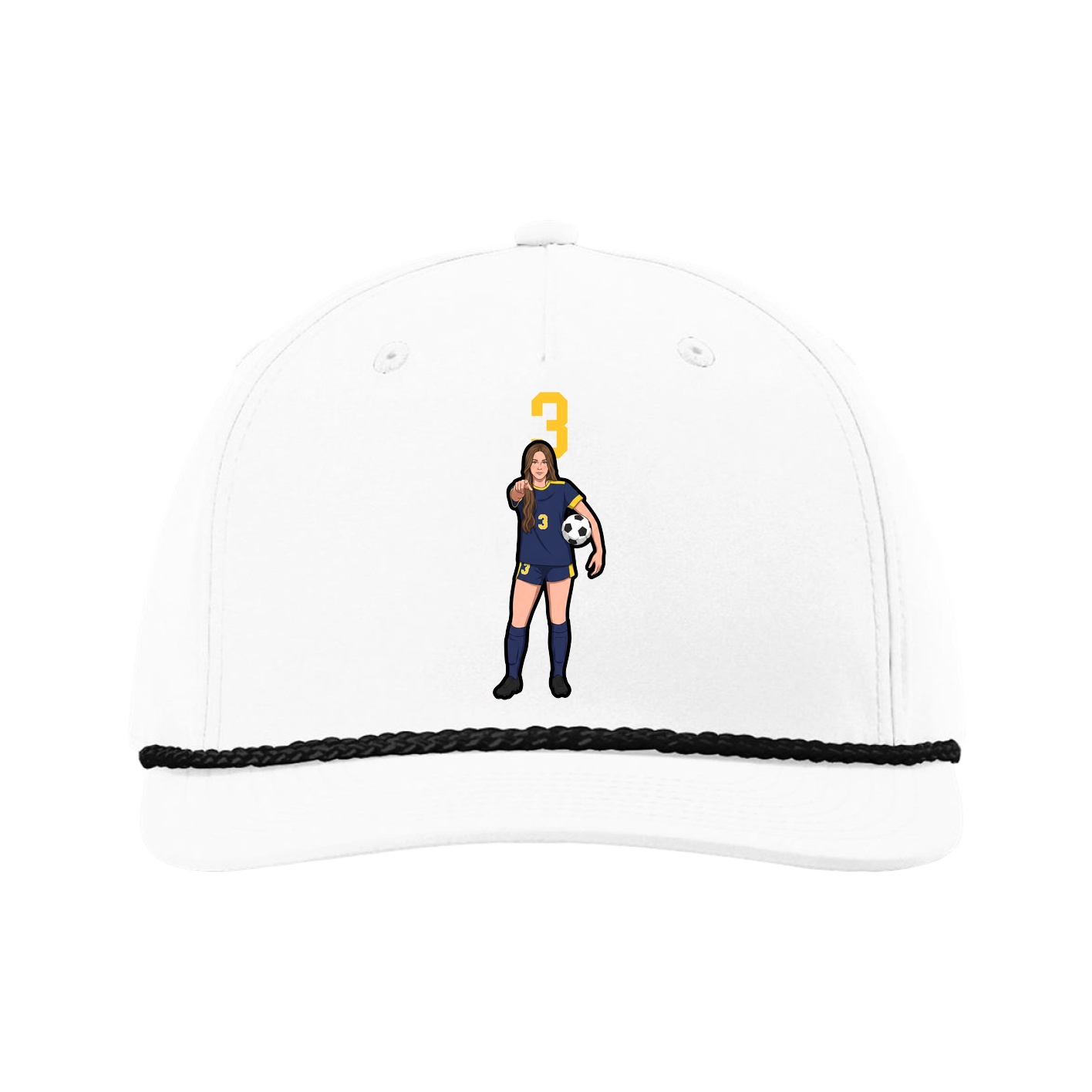 Five-Panel Classic Rope Cap — Number Top in White