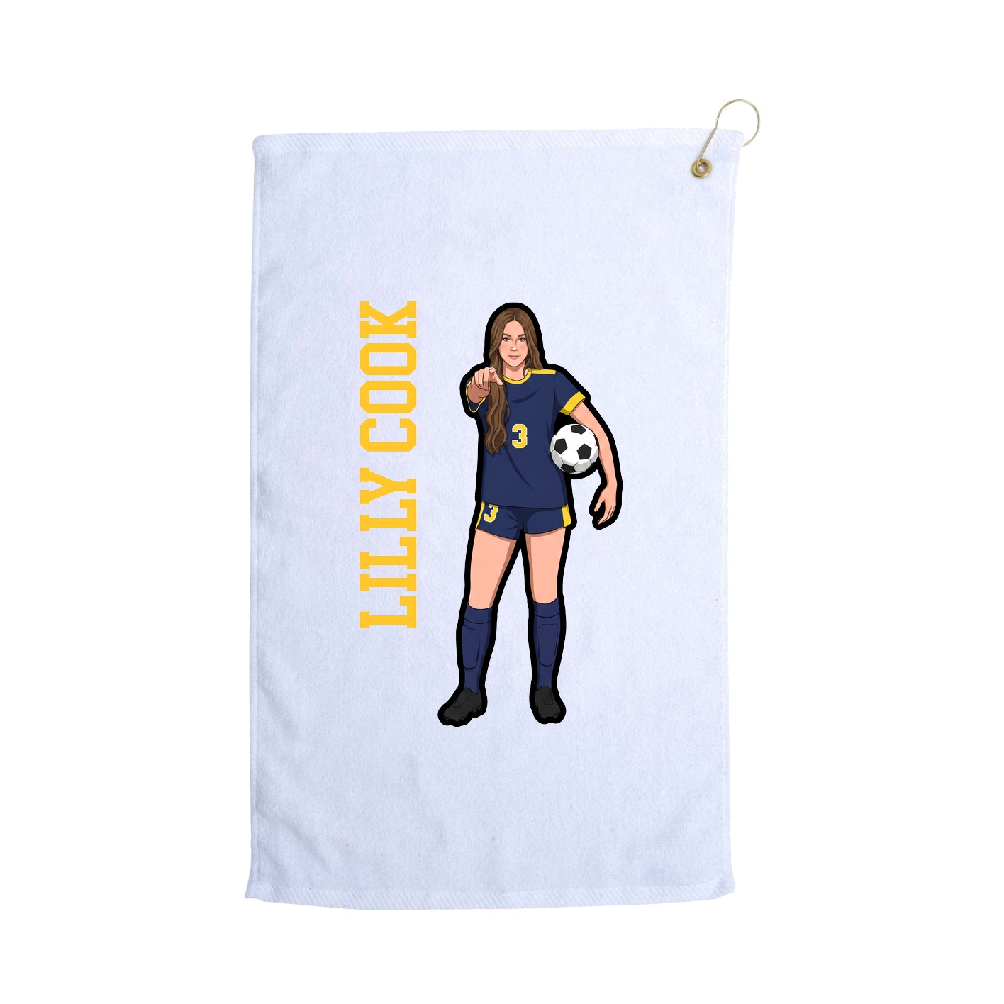 Golf Towel — Name Vertical in White