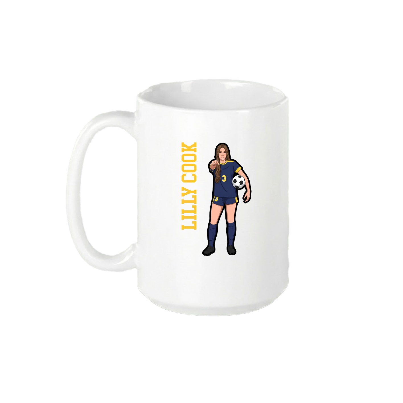15oz Coffee Mug — Name Vertical in White