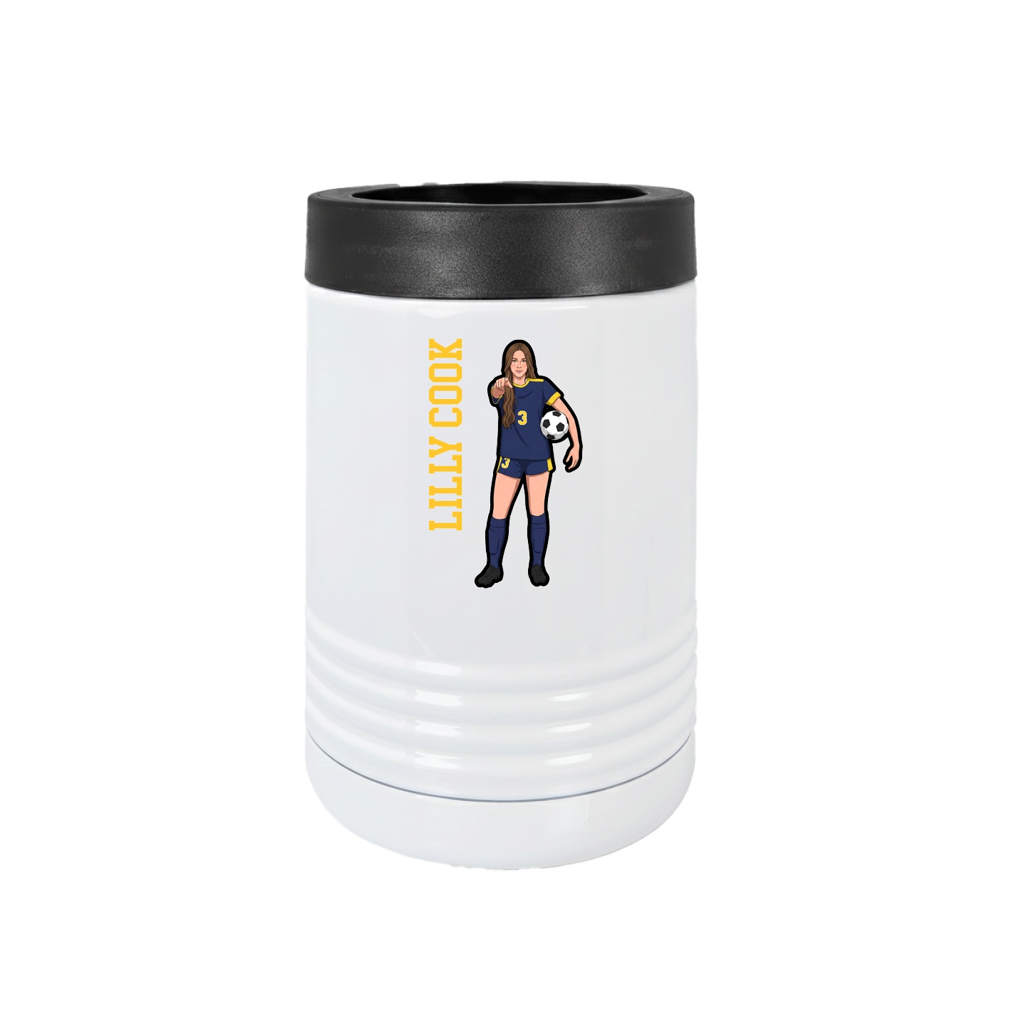 Beverage Holder — Name Vertical in White