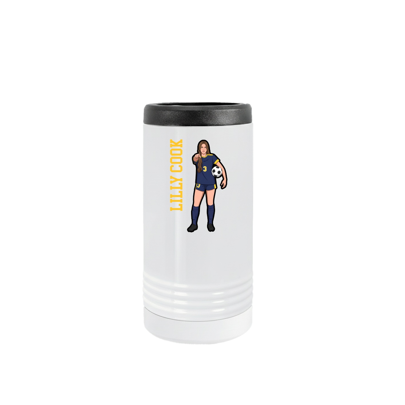 Slim Beverage Holder — Name Vertical in White