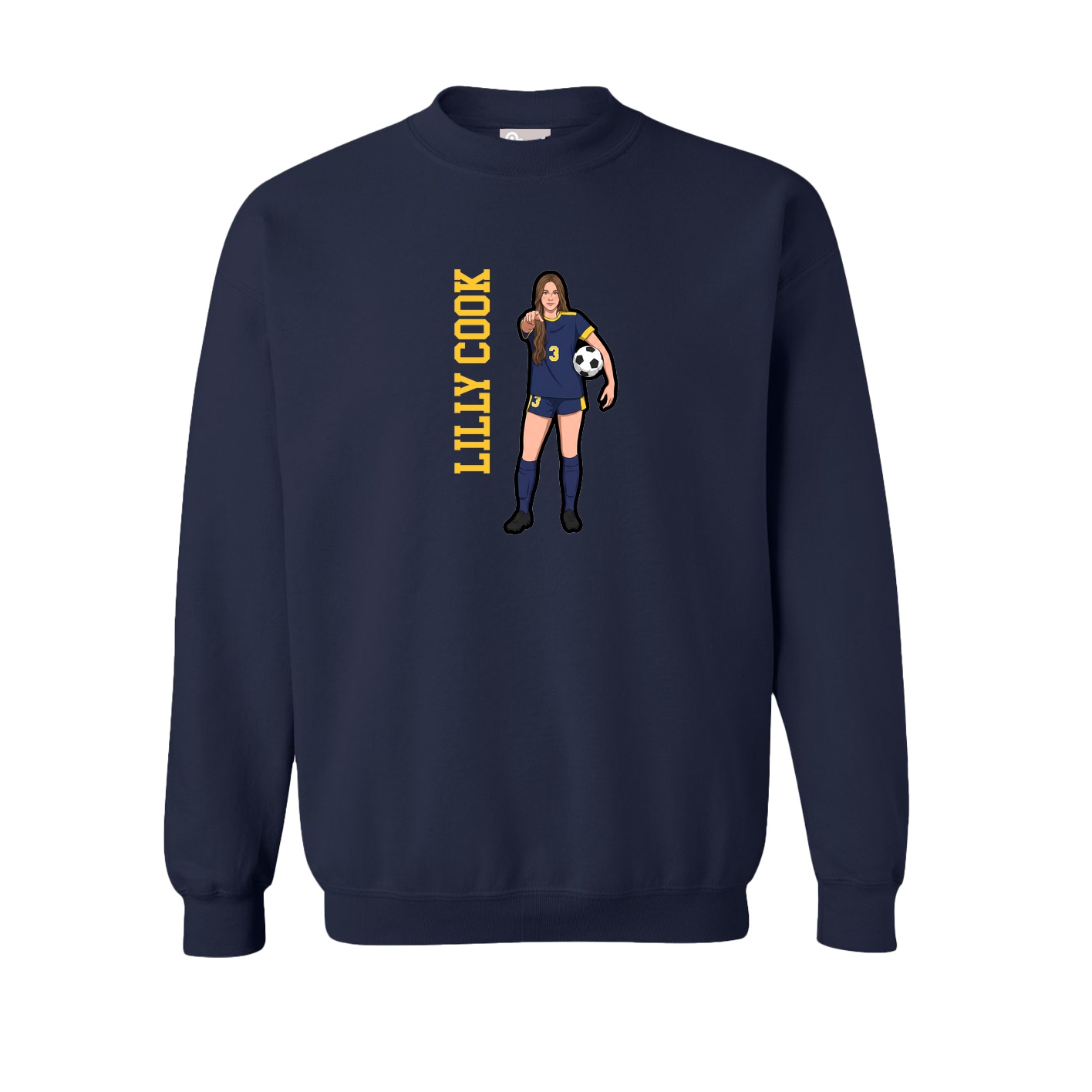 Fleece Crew — Name Vertical in Navy