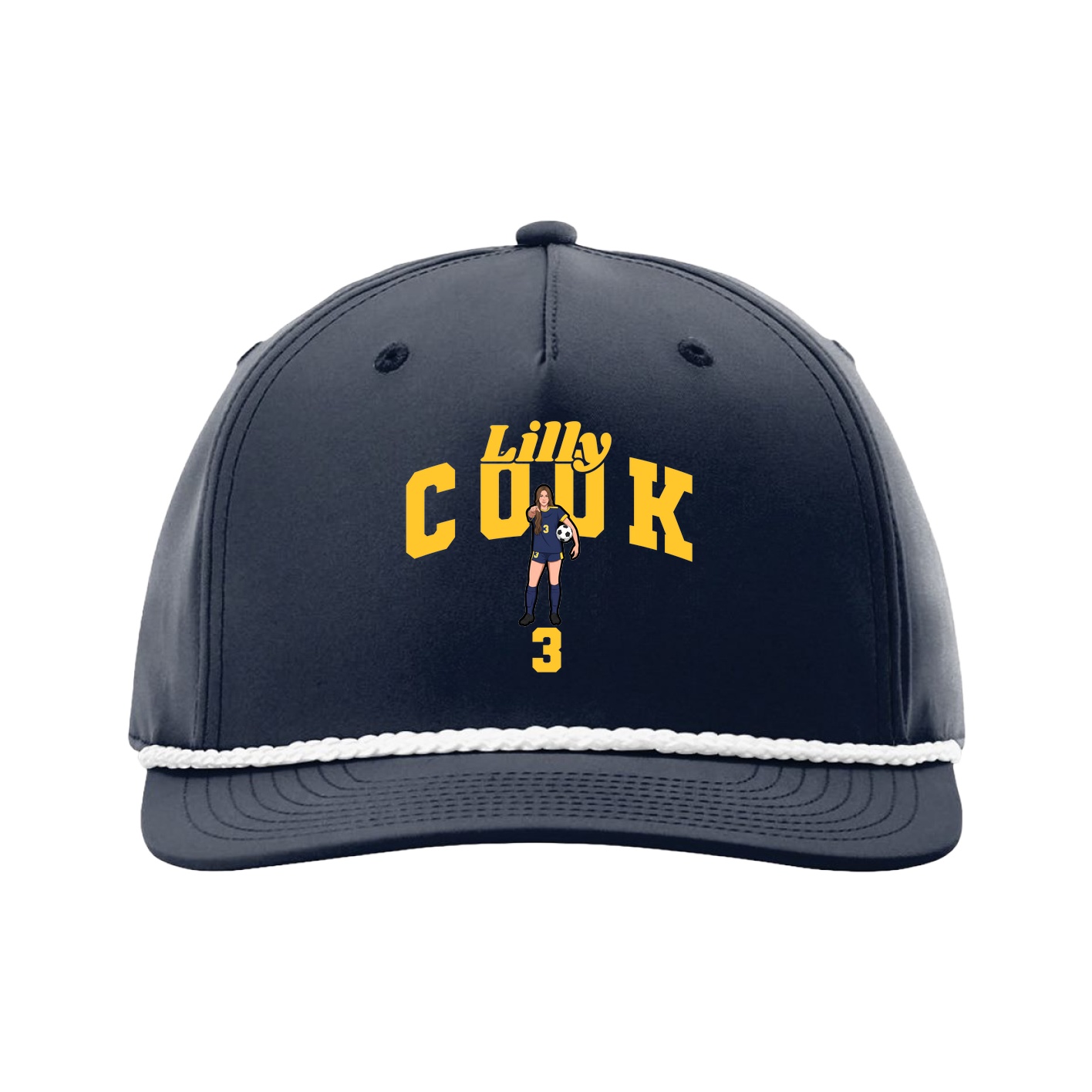 Five-Panel Classic Rope Cap — Signature Arch in Navy