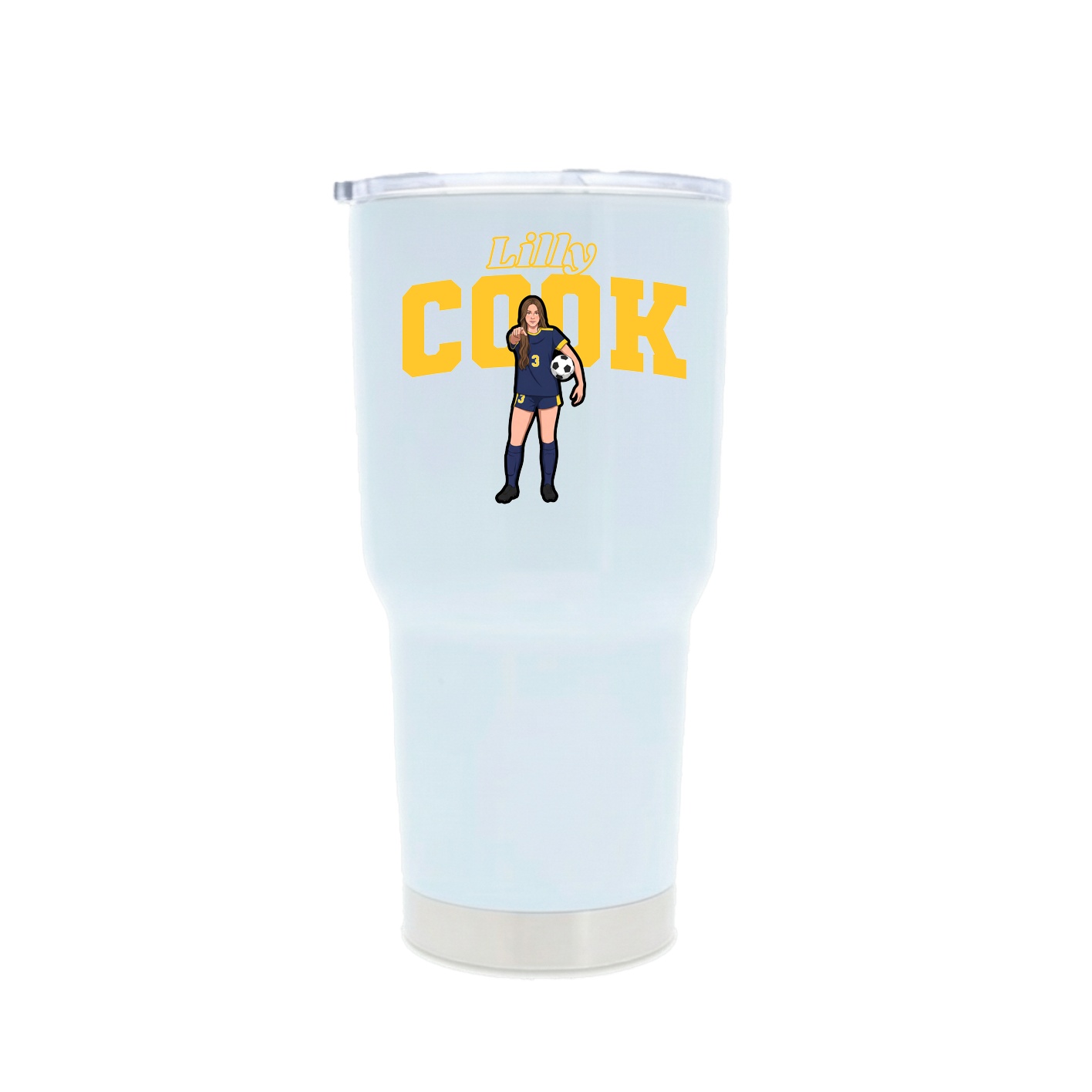 30oz Stainless Steel Tumbler — Name Arch in White
