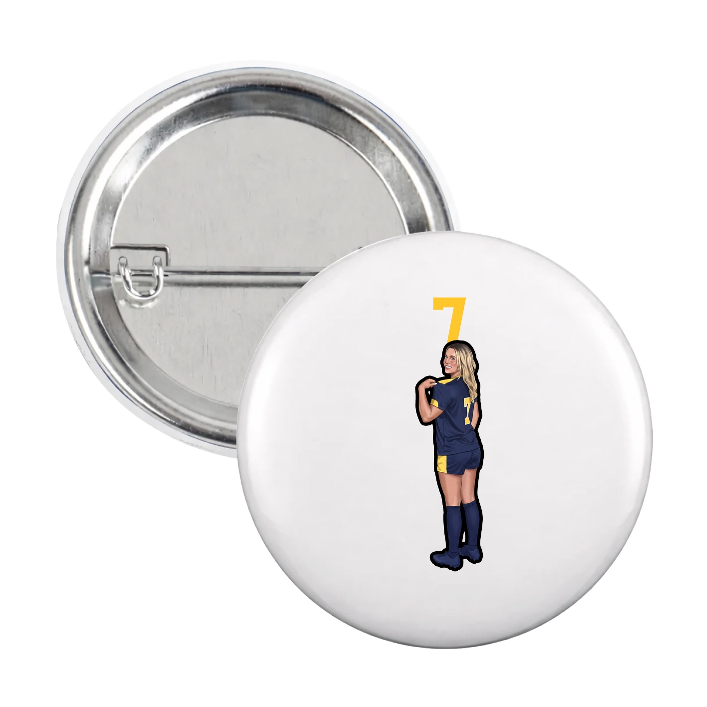 Game Day Button — Number Top in White